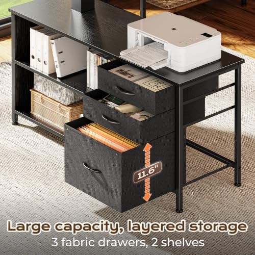 PRAISUN 63'' L Standing Desk with Outlets, Cabinet with Shelves, Drawers - Image 6