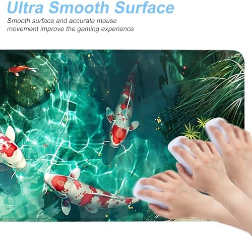 Koi Fish Mouse Pad XXL – Large Japanese Pond Desk Mat with Water Reflection, Extended Non-Slip Gaming Mousepad for Office, Home, Laptop, Workstation, 31.5 x 11.8 in - Image 4