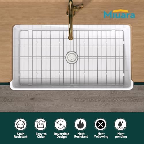 Miuara Farmhouse Sink 36 x 20 Inch White Fireclay Apron Front Kitchen Sink - Image 2