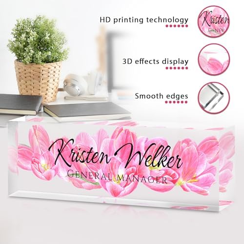 Custom Office Name Plate for Desk - Desk Name Plate Personalized Gifts for Coworkers, Boss, Employees, Teacher, Nurse - Office Desk Decor for Women Men - Employee Appreciation Gifts (Pink Lotus) - Image 6