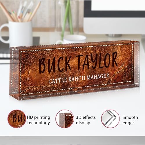 Custom Name Plate for Desk, Acrylic Desk Name Plate Personalized, Employee Appreciation Gifts, Office Desk Accessories for Women Men Teacher Nurse, Coworker Gifts for Manager Assistant (SaddleBrown) - Image 3