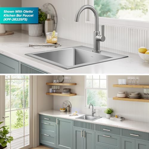 KRAUS Fairlane 18 in Drop In Single Bowl Stainless Steel Kitchen Sink - Image 6