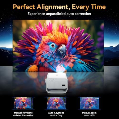 Outdoor Projector with Netflix Built-in, 4K Support Smart Projector 3500 Brightness with WiFi and Bluetooth, Auto Focus & Keystone, 360°Rotatable Stand Portable Movie Projectors for Home Theater - Image 4
