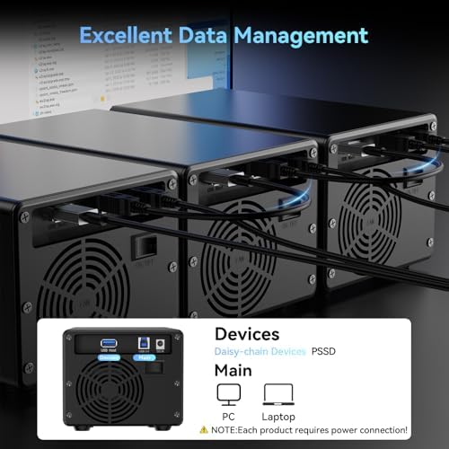 CENMATE Aluminum 3 Bay Hard Drive Enclosure with Cooling Fan for 2.5“/3.5" SATA HDD/SSD with USB A/C 3.0, Support Hot Swappable, Tool-Free HDD Enclosure, DAS(NO RAID/NAS) - Image 6