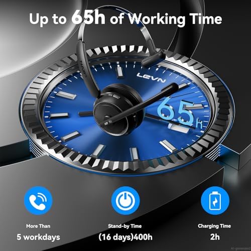 Wireless Headset with Mic for Work, Bluetooth Headset(Charging Base & Mute) - Image 5