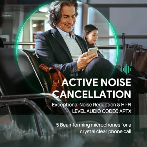 Yealink BH76 Plus UC Wireless Headset for Work, Bluetooth Headsets with Microphone Active Noise Cancelling, Retractable Mic Arm, ANC Business Headsets for Teams Zoom Meeting Call, Switchable Earpads - Image 4