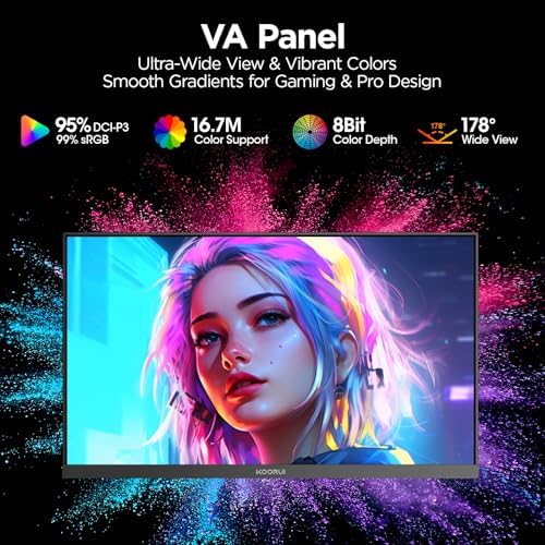 KOORUI 27" FHD 1080p Gaming Monitor 240Hz 1ms, FreeSync Premium, G-SYNC Compatible, 95% DCI-P3, DisplayPort 1.4, HDMI 2.0, VESA Mount, Tilt Adjustable, Black, GN02 - Image 4