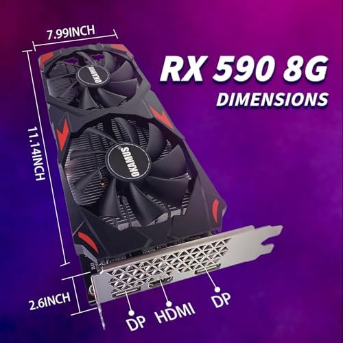 RX 590 8GB 2304SP Gaming Graphics Card GDDR5, 256bit PCIe 3.0 x16,8-Pin Input DirectX 12 GPU for Gaming PC, DPx2+HDMI Output, 1080P Display, Dual Fan Cooling with Low Noise and Quiet Work - Image 2