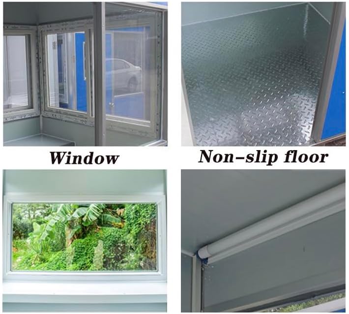 (4x4x7.5ft) Portable Security Guard Cabin, Outdoor Modern Security Booth with Alarm Light(Blue Colour)- Extra Thick Metal Sheets - Image 5