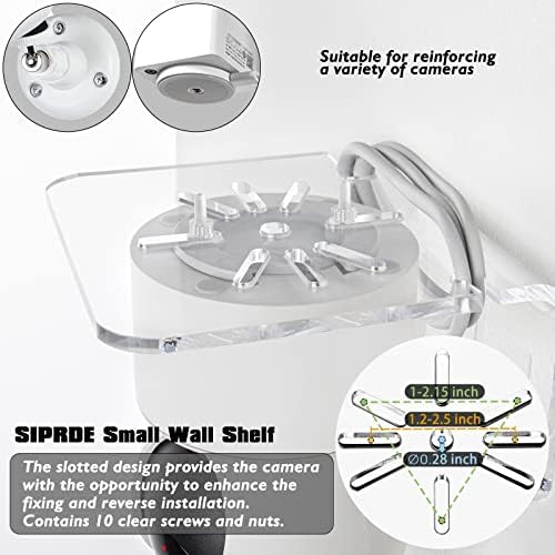 SIPRDE Acrylic Small Wall Shelf Set of 3 for Security Cameras, Speakers, Baby Monitors & More - 4'' Universal Adhesive Shelf Easy to Install No Drill, with Cable Clips (Clear) - Image 5