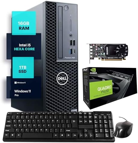 Dell Precision Workstation PC | Quadro P620 GPU - Editing & Design | Windows 11 Pro | Intel i5-9500 | 16GB RAM 1TB SSD | Home or Office Computer | WiFi 6 AX200 + BT (Renewed) by Amazon+Renewed