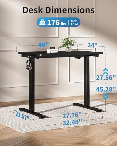 Okin Small Electric Standing Desk, 36 x 24 Inches Whole Piece Height Adjustable Desk, Black Sit to Stand Desks Computer Workstation for Home Office - Image 2
