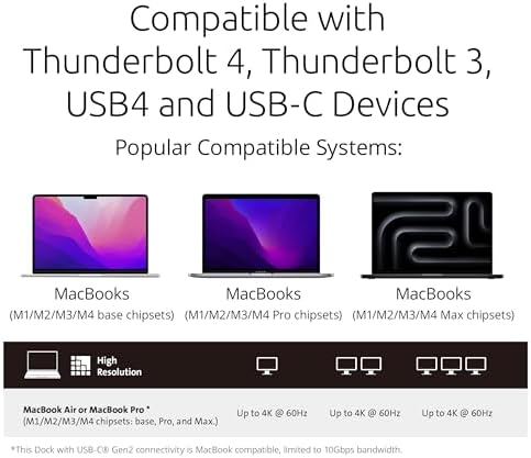 Kensington DisplayLink 4K Docking Station, Triple 4K for MacBook Pro/Air M1/M2/M3/M4, 14ports, 3xHDMI/3xDisplayPort,4xUSB A,2xUSB C 3.2, Ethernet, Audio, 100W PD (K33621NA) - Image 5