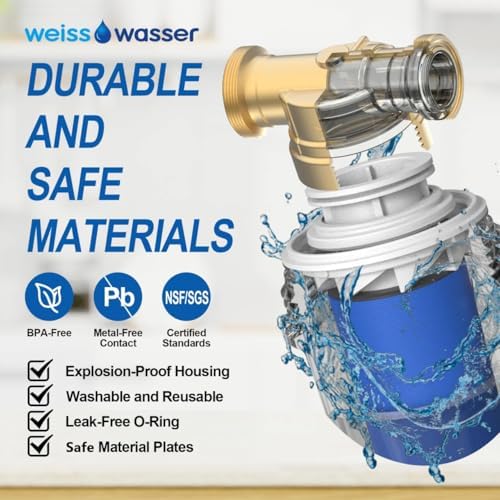 90 Micron Disc Spin Down Sediment Filter, Reusable ＆ Anti-Clog Whole House Water Filter, Pre-Filtration System for City/Well Water, 3/4" MNPT, BPA Free - Image 4