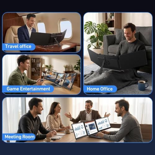 Vixtan 14" Triple Laptop Screen Extender, 3.0 lbs Lightweight FHD IPS Portable Monitor for Laptop, USB-C Plug & Play Multi Screen Attachment for 13-17.3" laptops with Windows/Mac/Chrome - Image 6