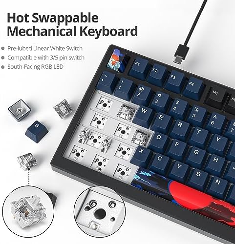 Fogruaden Blue Creamy Mechanical Keyboard with Number Pad, Hot Swappable RGB Gaming Keyboard, 98 Key Full Layout, Gasket Mount, White Switch, NKRO for Win/Mac（98Blue） - Image 3