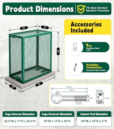Steel Backflow Preventer Cage 30x13x30 Inch Outdoor Lockable - Image 2