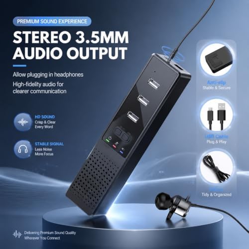 Conference Speakerphone for PC & Laptop, Bluetooth Speakerphone with AI Noise Reduction, 360° Voice Pickup, USB-C Plug and Play, Compatible with Zoom, Microsoft Teams, Skype & Webex - Image 5