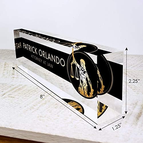 Artblox Office Desk Name Plate Personalized | Custom Name Plates for Desks | Lawyer Design On Clear Acrylic Glass | Office Desk Decor - (8" x 2.5") - Image 3