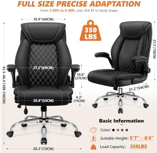 Office Chair, Executive Leather Desk Chair with Lumbar Support - Image 2