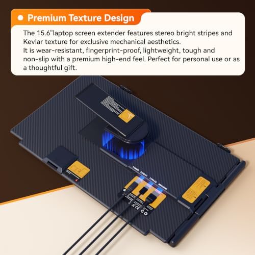 Laptop Screen Extender, 15.6" FHD IPS Portable Laptop Monitor, Detachable & Clip-on 4 Modes Dual Screen for 14-17" Laptops, One Cable Plug & Play Compatible with Wins/Mac/Android/Chrome - Image 5