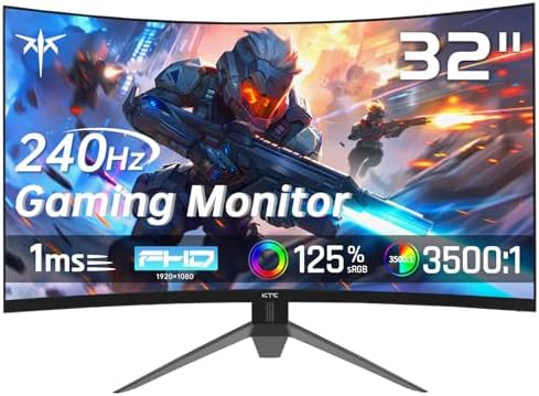 KTC 32 Inch 240Hz Curved Gaming Monitor, FHD 1500R HDR PC Monitor, H32S17F by KTC