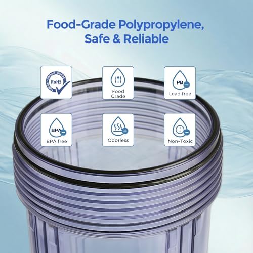 WH-C10HD 10" x 4.5" Whole House Water Filter Housing, Clear - Image 5