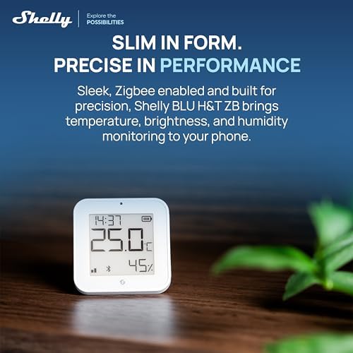 Shelly BLU H&T Display ZB White, Bluetooth & Zigbee Operated Temperature & Humidity Levels Sensor, E-Paper Display, Home Assistant, Alexa, Google Home, Real-Time Monitoring, Long-Life Battery - Image 2