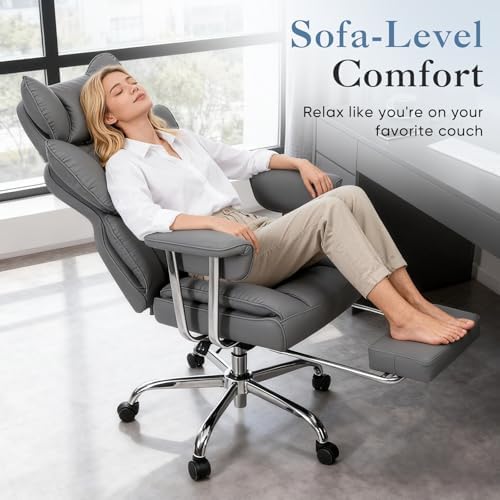 DUMOS Big and Tall Home Office Desk Chair, Executive Chair with Footrest - Image 5