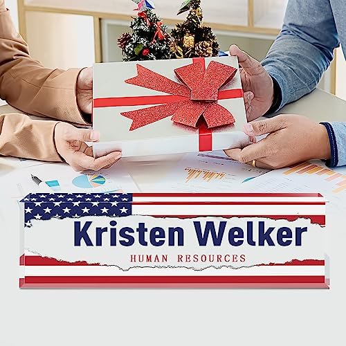 Custom Flag Name Plate for Desk, Desk Name Plate Personalized, Office Decor for Women Men, Acrylic Desktop Accessories, Office Appreciation Gifts for Boss Social Workers Nurse Teacher Employee (Flag A) - Image 5