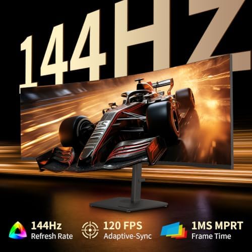 Deco Gear 49” Ultrawide Curved Monitor, 144Hz 32:9 Dual FHD 3840×1080, R1500, 3000:1 VA Super Wide Screen, Adaptive Sync, HDR400, USB-C 65W, 3ms, HDMI/DP, PBP/PIP KVM Work Gaming Display, Laptop & PC - Image 5