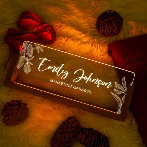 Desk Name Plate Personalized, Custom Acrylic Name Plate for Desk, Office Decor for Women Men, Appreciation Gifts for Coworkers Boss Teacher - Light-Up Name Plaque - Image 6