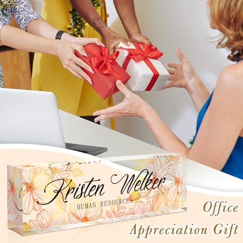 Name Plate for Desk, Desk Name Plate Personalized, Office Decor for Women Men, Acrylic Desktop Accessories, Office Appreciation Gifts for Boss Social Workers Nurse Teacher Employee (White/Gold) - Image 3