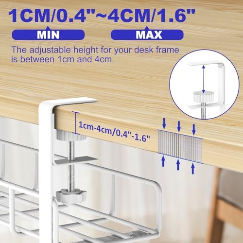 Under Desk Cable Management Tray No Drill Steel Rack White - Image 5