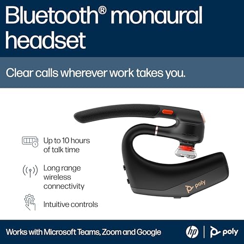 Poly Voyager Legend 50 - Bluetooth Headset - Wireless Headset with Mic - Four Noise-Canceling Mics, AI Noise Block & WindSmart Technology - Connectivity & Smart Call Controls - All-Day Comfort - Image 3