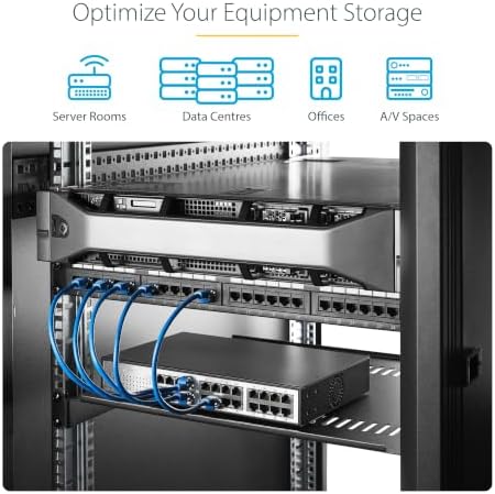 StarTech.com 1U Server Rack Shelf - Universal Vented Rack Mount Cantilever Tray for 19" Network Equipment Rack & Cabinet - Heavy Duty Steel - Weight Capacity 44lb/20kg - 7" Deep Shelf (CABSHELF1U7V) - Image 4