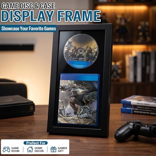 Video Game Display Frame Compatible with Ps5/Ps4/Ps3, Wall Mount and Tabletop Game Case Holder, Disc and Cover Storage Stand with Black Flocked Eva ,Gamer Gift - Image 2