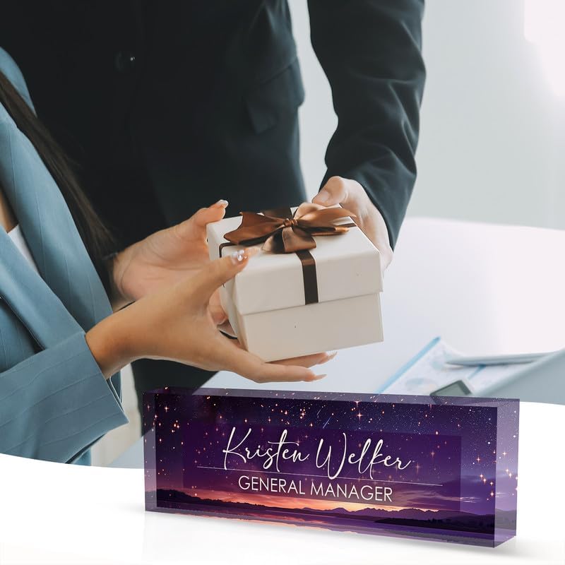 Desk Name Plate Personalized Name Plate for Desk, Office Desk Decor, 3D Style Personalized Plaque Name Plates for Desks Custom Appreciation Gifts for Boss Lady Employee Coworkers (Purple Night) - Image 6