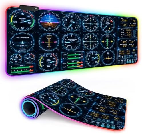 Car Dashboard RGB Gaming Mouse Pad Large Extended Desk Mat 35.4 x 15.7 inch LED Glowing Mousepad Light Up Keyboard Pad Non-Slip Rubber Base by LEIWEIHOPE