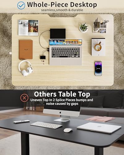 Okin Small Electric Standing Desk, 36" x 24" Whole Piece Height Adjustable Desk, Oak Sit to Stand Computer Workstation with Wheels for Home Office - Image 4