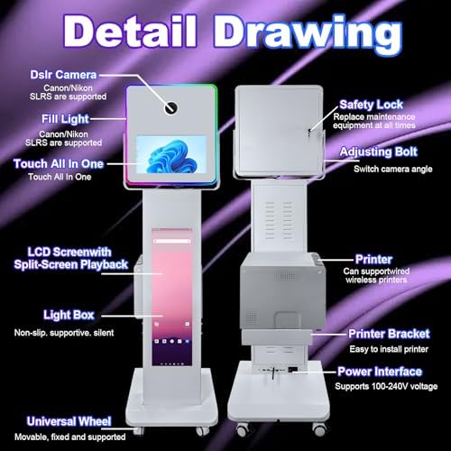 Portable DSLR Photo Booth Machine with 15.6" Touch Screen, Photo Booth with 29" LCD Display, Ring Light, Software, Mini PC,Flight Case for Event Rental Wedding Party (Photo Booth+Camera) - Image 4