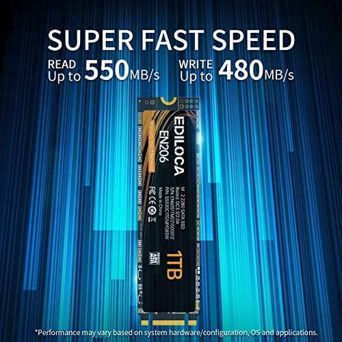 Ediloca EN206 1TB SSD M.2 SATA III 6Gb/s 3D TLC NAND, M.2 2280 SSD Internal Solid State Drive, Read/Write Speed up to 550/480 MB/s, Compatible with Laptop & PC Desktop - Image 2