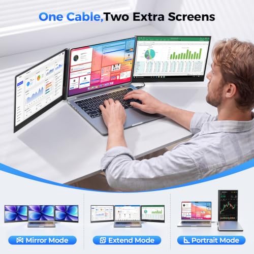 15.6" FHD Laptop Screen Extender, One-Cable USB-C Portable Triple Monitor - Image 4