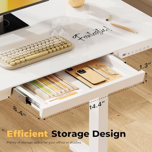 40" Glass Standing Desk with Drawer, Electric Stand up Desk - Image 2