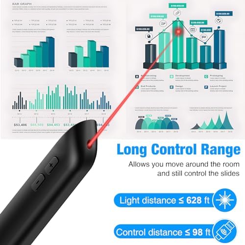 DinoFire USB C Rechargeable Presentation Remote with Red Light,Wireless Preseter PPT Slide Clicker Advancer for MacBook Laptop Computer - Image 6