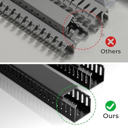 Yecaye 2 Pack Cable Management, 31in X-Large PVC Under Desk Cable Management, No-Drill Cord Hider Open Slot Wire Raceway for Computer/TVs/Networks, Cord Organizer Black - Image 6