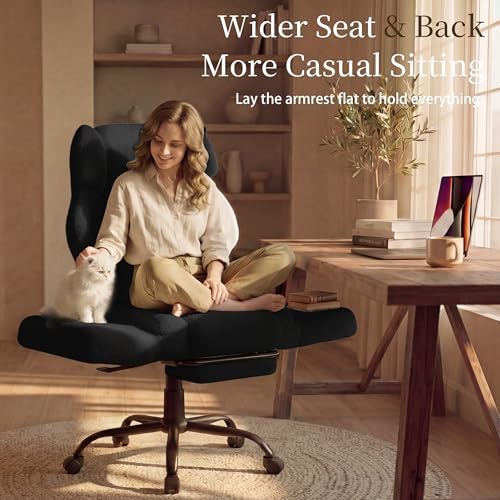 Big and Tall Office Chair with Flip Arms, Extra Wide Seat for Pets Sitting - Image 5