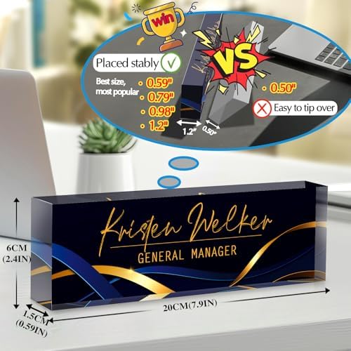 Custom Office Name Plate for Desk - Desk Name Plate Personalized Gifts for Coworkers, Boss, Employees, Teacher, Nurse - Office Desk Decor for Women Men - Employee Appreciation Gifts (Blue Gold) - Image 2