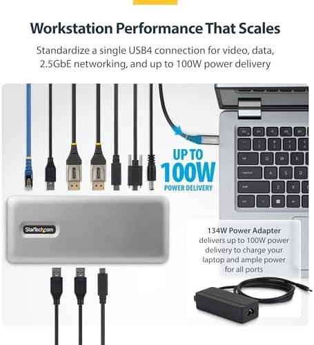 StarTech Driverless USB4 Dock, Dual 4K 144Hz for Mac and Windows, 100W - Image 5