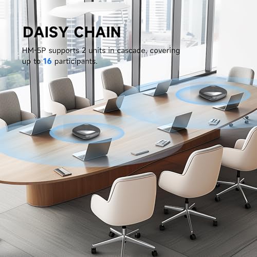 HORION Conference Speaker with Microphone, Wireless Bluetooth Speakerphone for Office Meeting Computer PC, w/8 Mics, 20ft Voice Pickup, 8H Call Time, AI Noise Cancelling, Portable with Zoom/Teams - Image 5